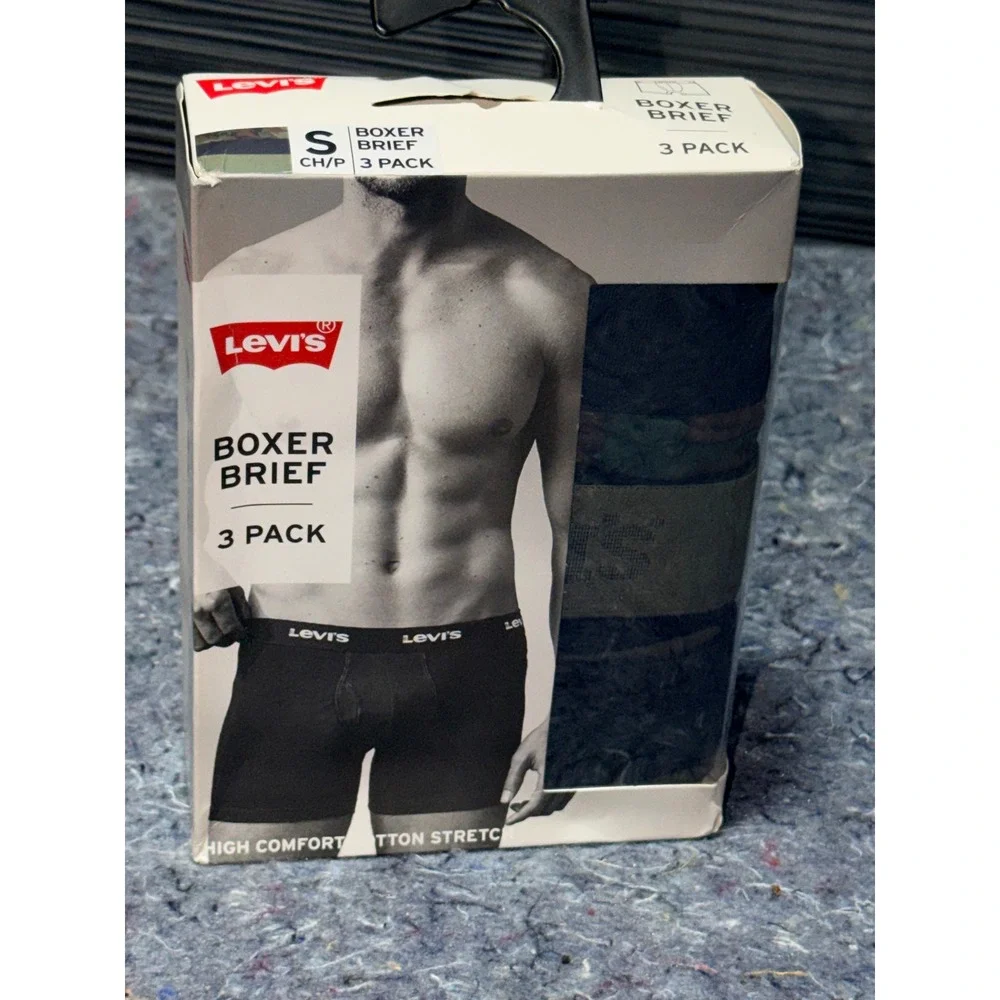 Levi Strauss Co Mens Boxer Briefs 3 Pack Size S High Comfort Cotton Stretch NEW